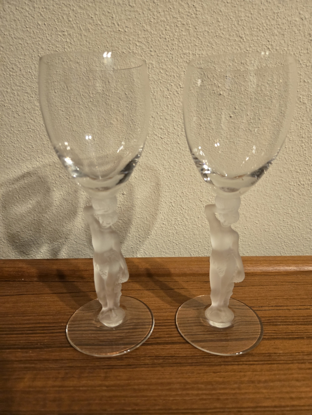 Bayel Bacchus by France 2 Wine Glass Goblet 7.25” Nude Male Frosted Stem
